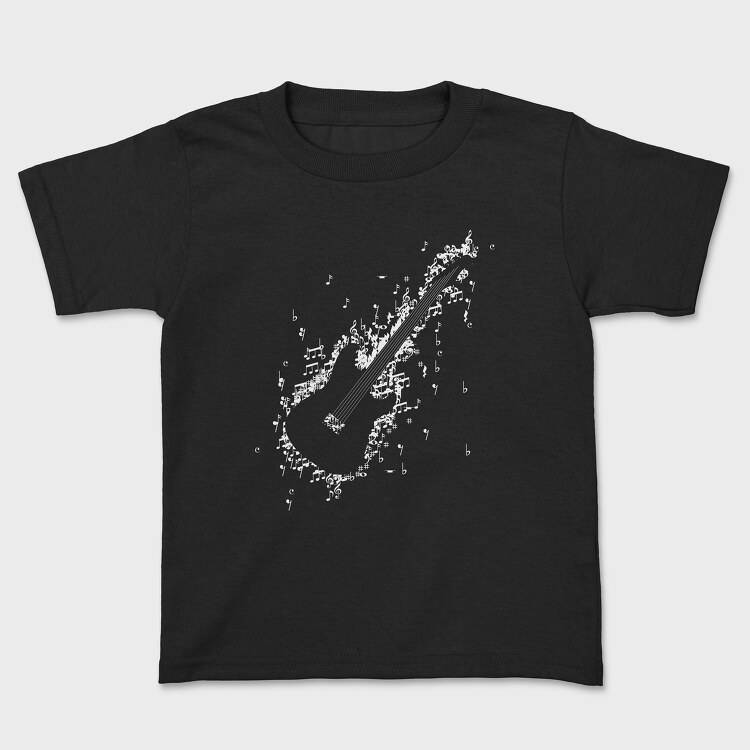 Electric Guitar Formed by Notes and Signs, Kids' T-Shirt