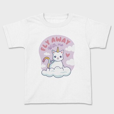 Fly Away With Me Unicorn Cat, Kids' T-Shirt