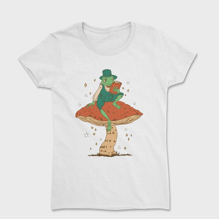 Frog Cottagecore Reading, Women's T-Shirt