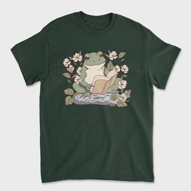 Frog Reading Cottagecore, Unisex Men's T-Shirt