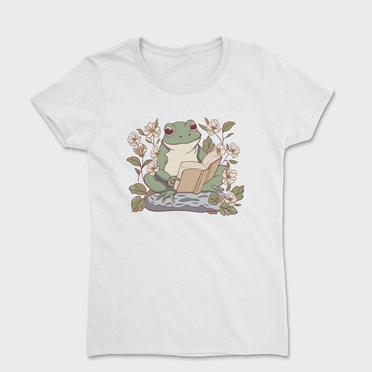 Frog Reading Cottagecore, Дамска Тениска