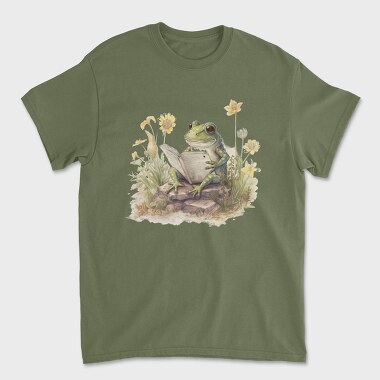 Frog Reading Watercolor, Unisex Men's T-Shirt