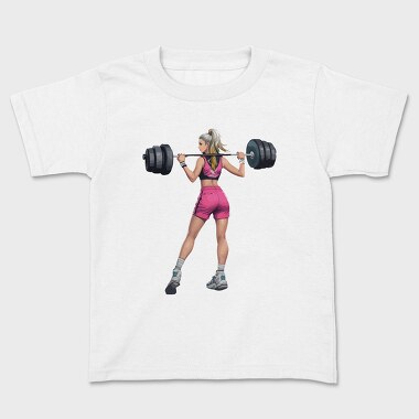 Girl Lifting Weights, Kids' T-Shirt