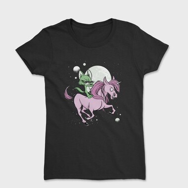 Green Cat Riding Unicorn, Дамска Тениска