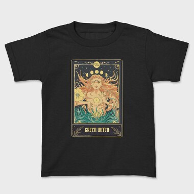 Green Witch Tarot Card, Kids' T-Shirt