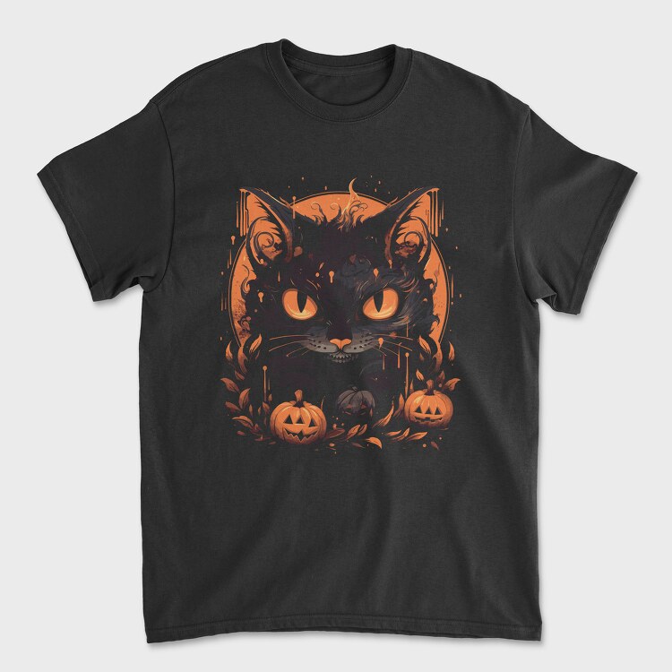 Halloween Cat, Унисекс Мъжка Тениска