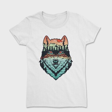 Hand Draw Landscape Wolf, Women's T-Shirt