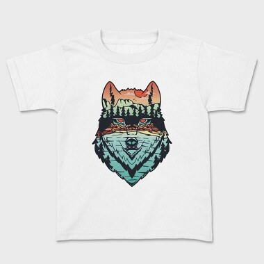 Hand Draw Landscape Wolf, Kids' T-Shirt