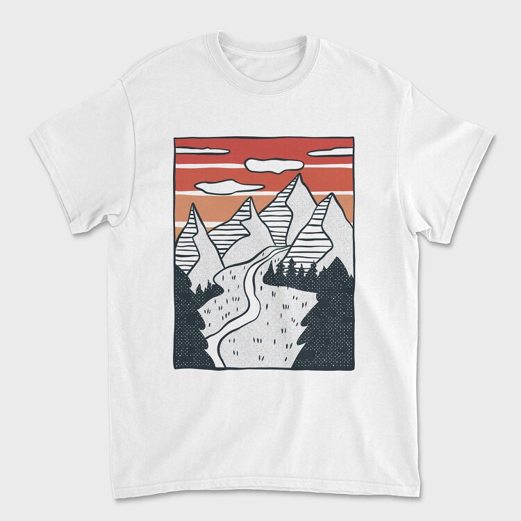 Hand Drawn Valley, Unisex Men's T-Shirt