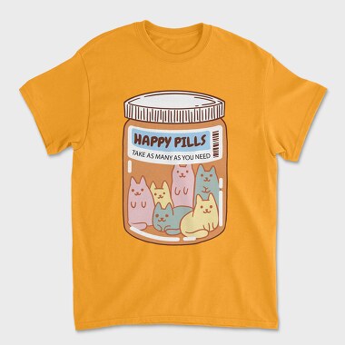 Happy Pills Cats Jar, Unisex Men's T-Shirt