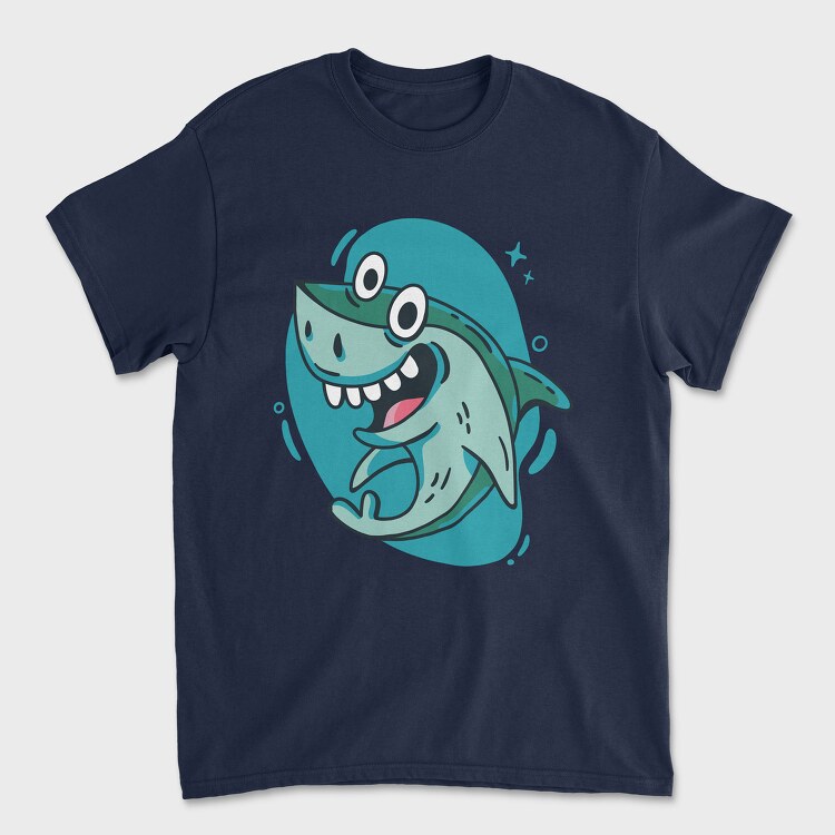 Happy Shark Cartoon, Унисекс Мъжка Тениска