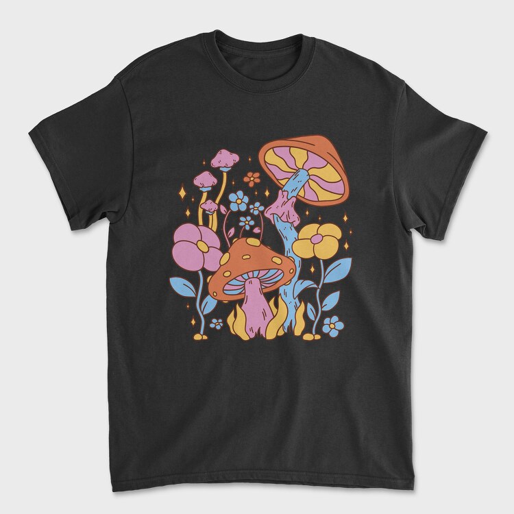 Hippie Flower Mushroom, Unisex Men's T-Shirt