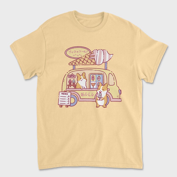 Ice Cream Food Truck Corgis, Unisex Men's T-Shirt