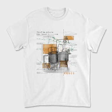 Infographics Beer Factory, Unisex Men's T-Shirt