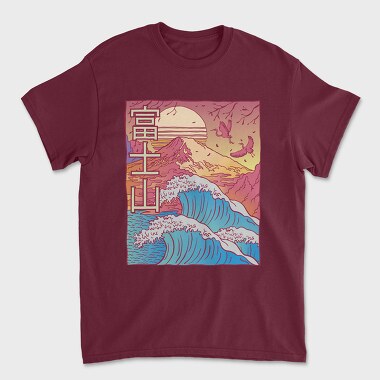 Unisex Men's T-Shirt, Japanese Vaporwave Big Wave