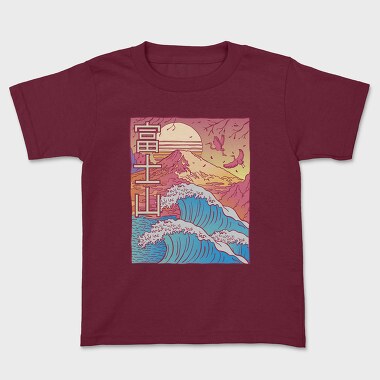 Детска Тениска, Japanese Vaporwave Big Wave