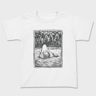 Lino Art Ghost Boat, Kids' T-Shirt