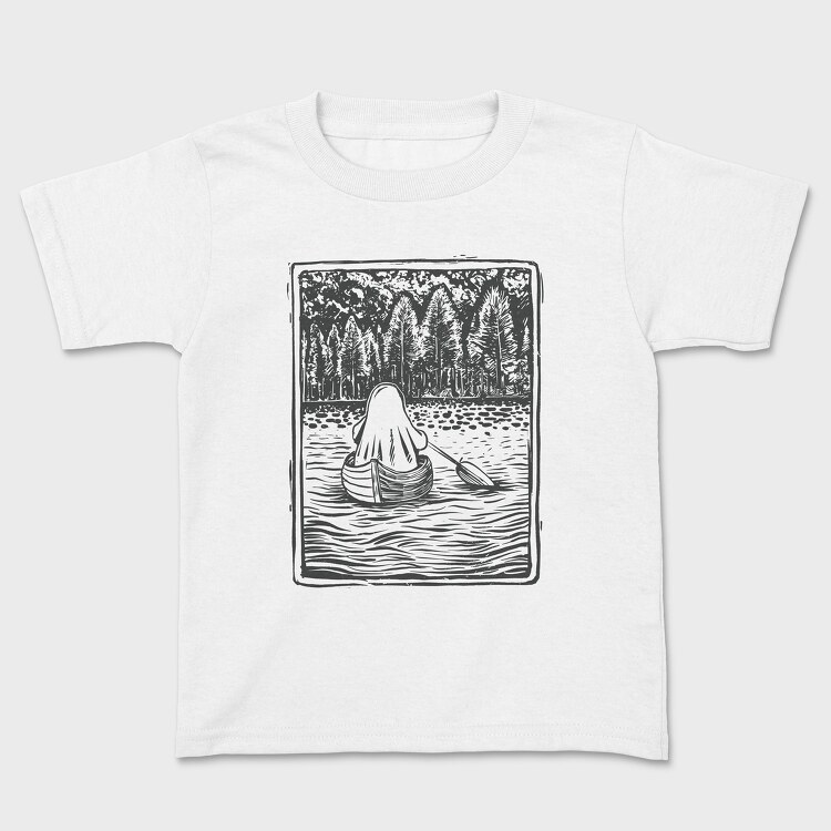 Lino Art Ghost Boat, Kids' T-Shirt