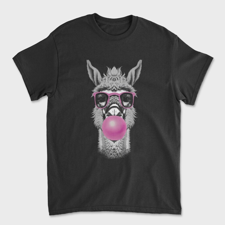 Llama Monochrome Bubblegum, Унисекс Мъжка Тениска