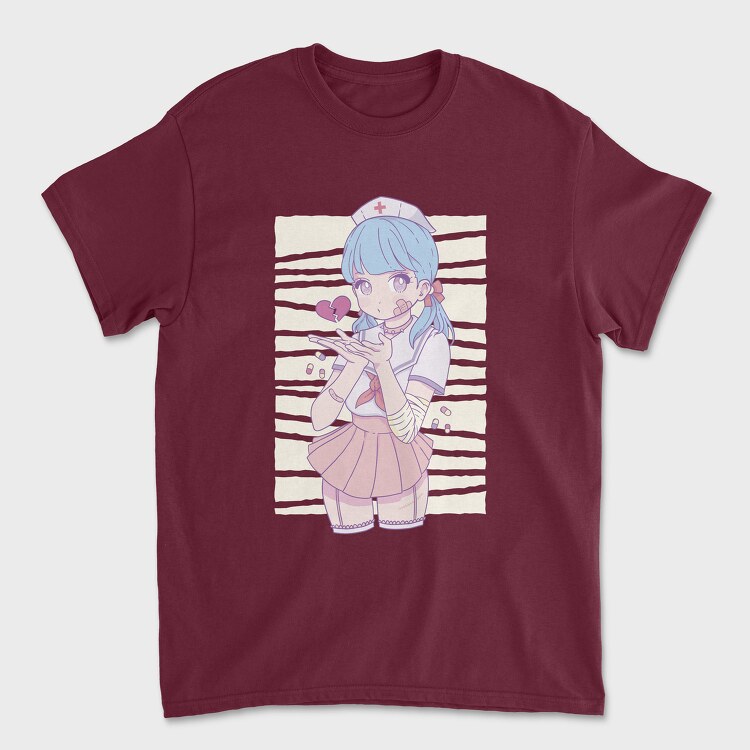 Menhera Nurse Kawaii Anime Girl, Унисекс Мъжка Тениска