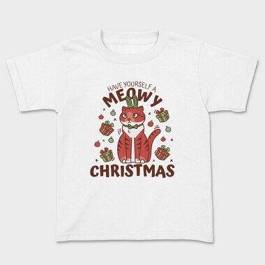 Meowy Christmas, Kids' T-Shirt