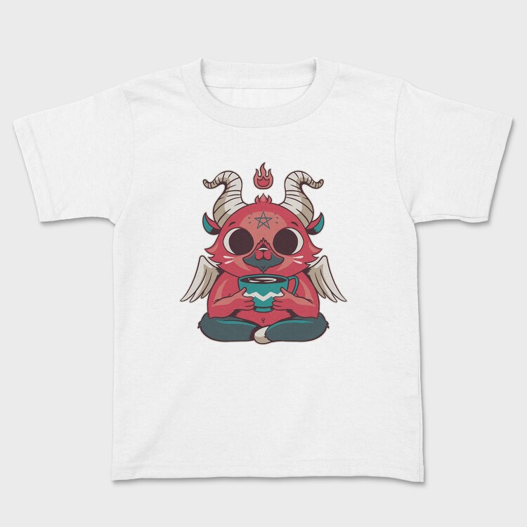 Mini Baphomet Coffee, Kids' T-Shirt