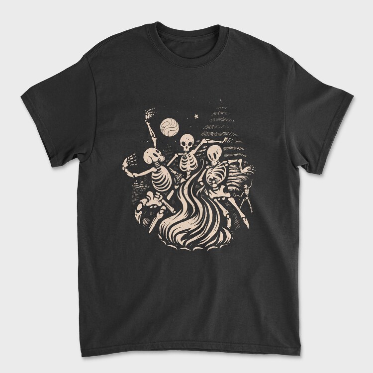 Skeletons Dancing Fire, Unisex Men's T-Shirt