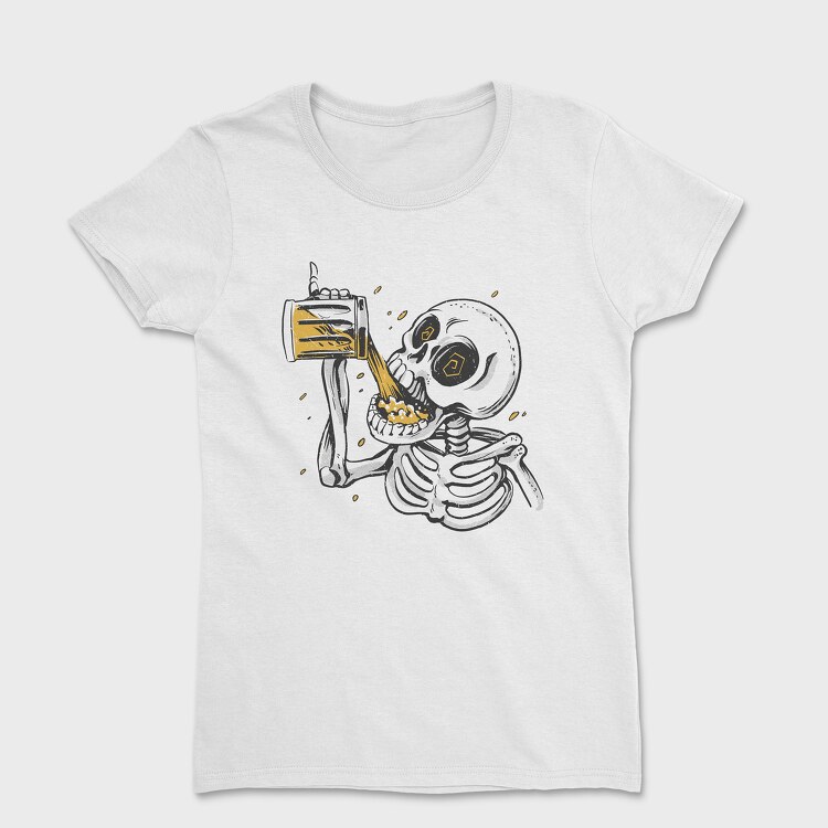 Skull Drinking Beer, Дамска Тениска