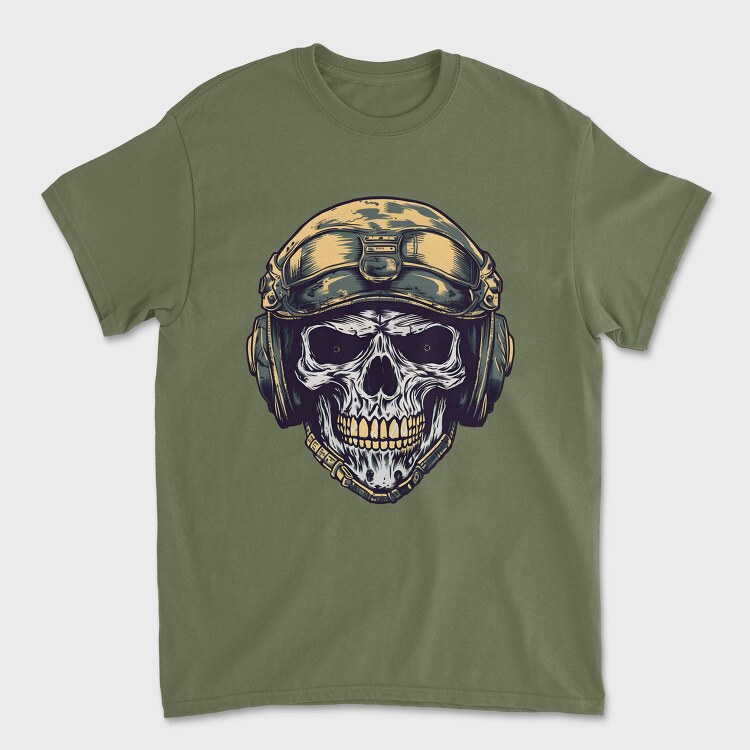 Skull Military Helmet, Unisex Men's T-Shirt