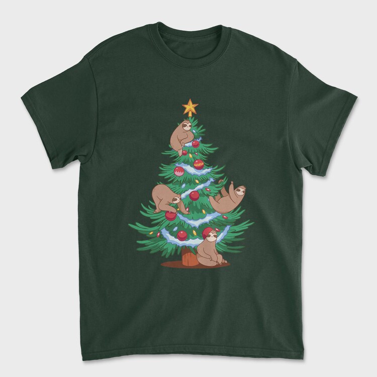 Sloth Christmas Tree, Unisex Men's T-Shirt