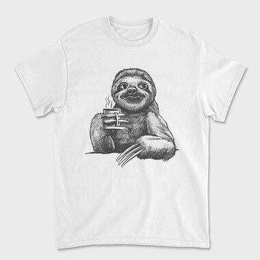 Sloth Sketch Coffee, Unisex Men's T-Shirt