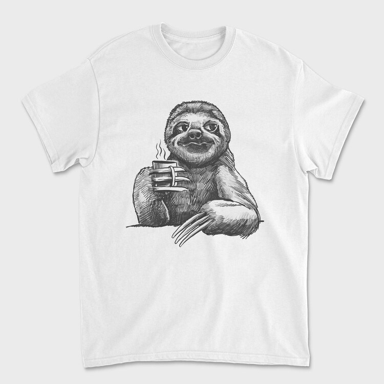 Sloth Sketch Coffee, Unisex Men's T-Shirt