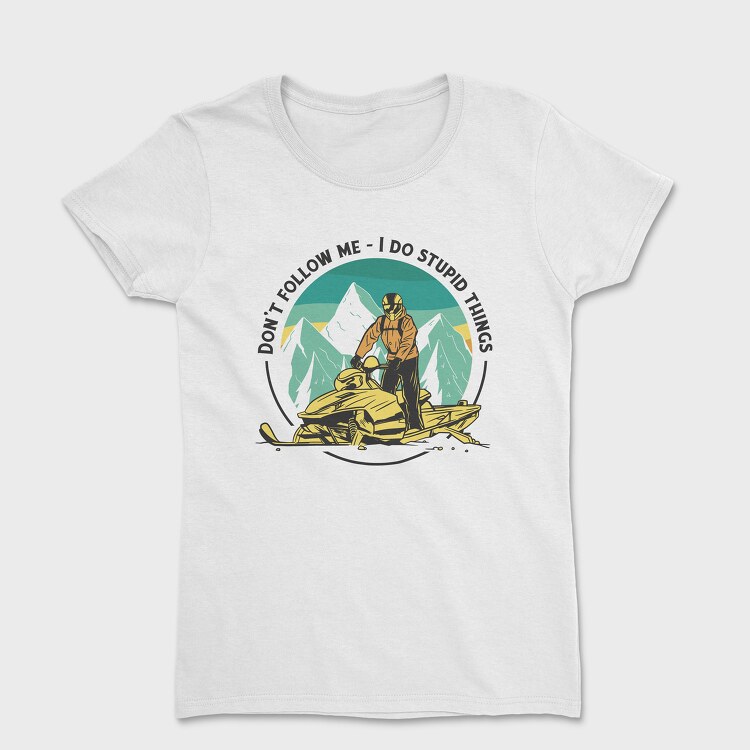 Snowmobiler Retro Sunset, Women's T-Shirt