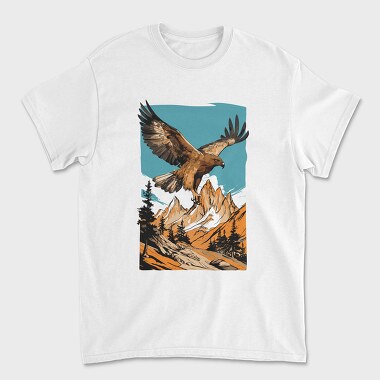 Steppe Eagle Flying, Unisex Men's T-Shirt