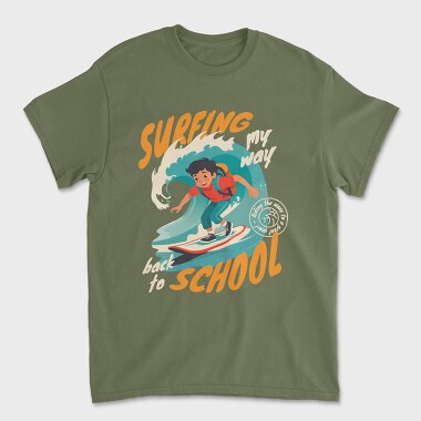 Surfing My Way Back to School, Unisex Men's T-Shirt
