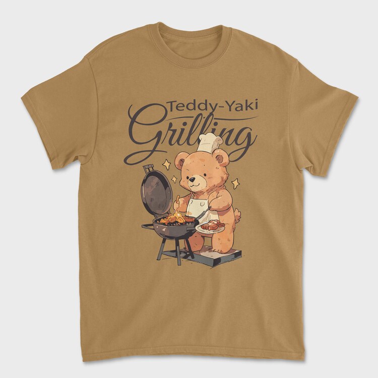 Teddy Bear Grilling, Unisex Men's T-Shirt