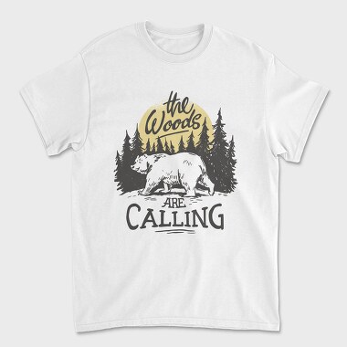 Унисекс Мъжка Тениска, The Woods Are Calling Bear Sun