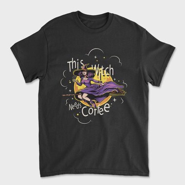 This Witch Needs Cofee, Unisex Men's T-Shirt
