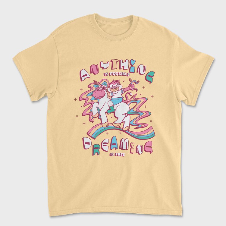 Unicorn and Cat Anything Is Possible, Unisex Men's T-Shirt