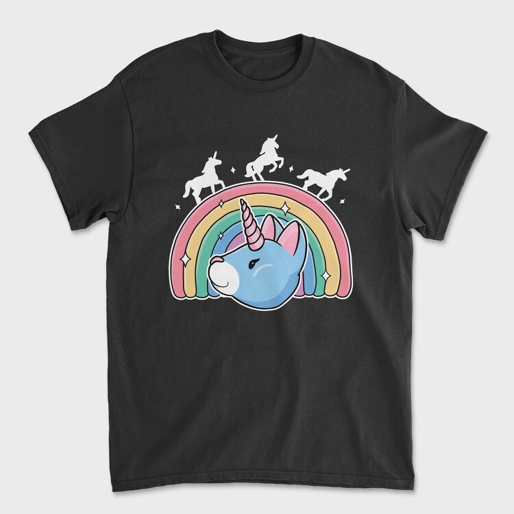 Unicorn Cat Rainbow, Унисекс Мъжка Тениска