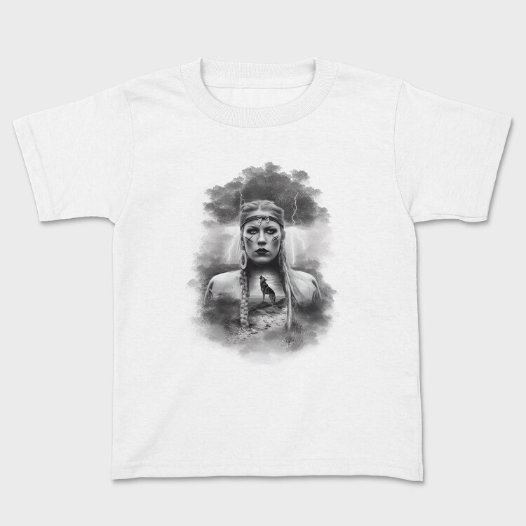 Viking Woman With Wolf, Kids' T-Shirt