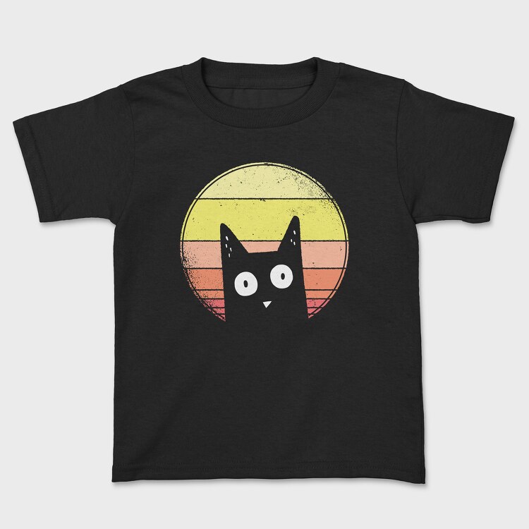Vintage Sunset Cat, Kids' T-Shirt