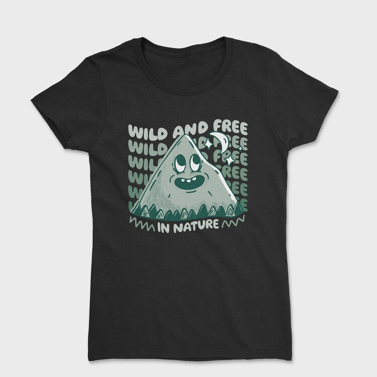 Wild and Free Mountain Cartoon, Women's T-Shirt