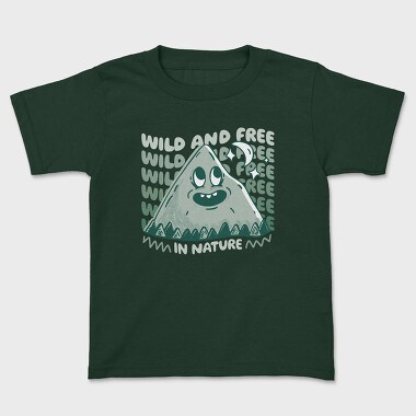 Wild and Free Mountain Cartoon, Kids' T-Shirt