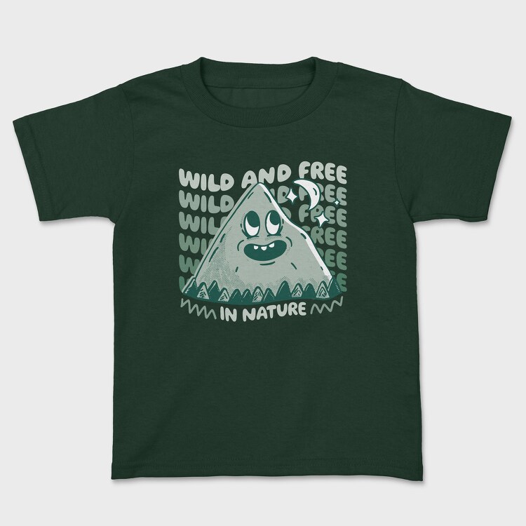 Wild and Free Mountain Cartoon, Kids' T-Shirt