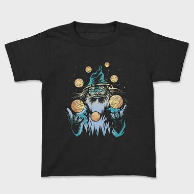 Wizard Juggling Planets, Kids' T-Shirt