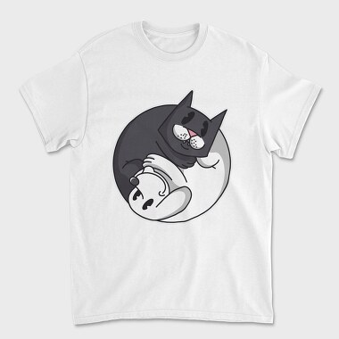 Yin Yang Cat and Dog, Unisex Men's T-Shirt