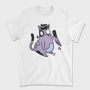 Zombie Cat Knife, Unisex Men's T-Shirt