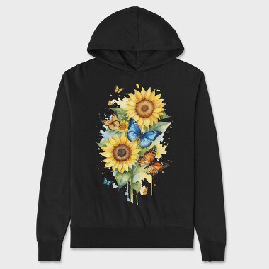 Sunflower Butterfly, Unisex Men's Hoodie