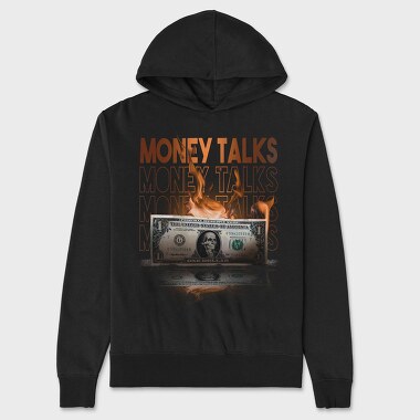 Unisex Men's Hoodie, Money Skull Fire Bill